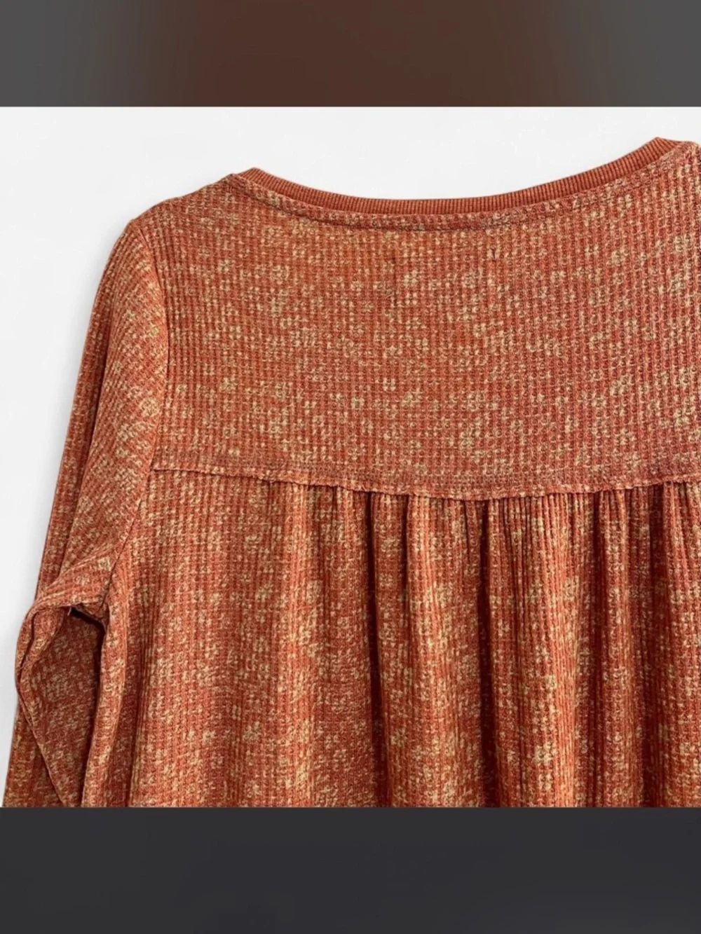 Lucky Brand Boho Babydoll Waffle Texture Henley Top - Picture 12 of 13